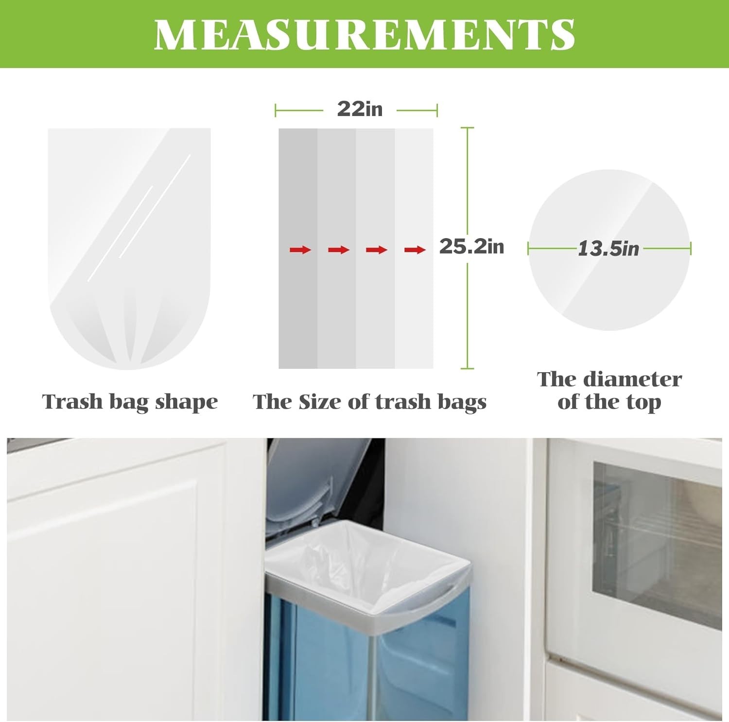 8 Gallon 200 Counts Unscented Medium Trash Bags,Fit 7,8,9,10 Gal Garbage Bags by