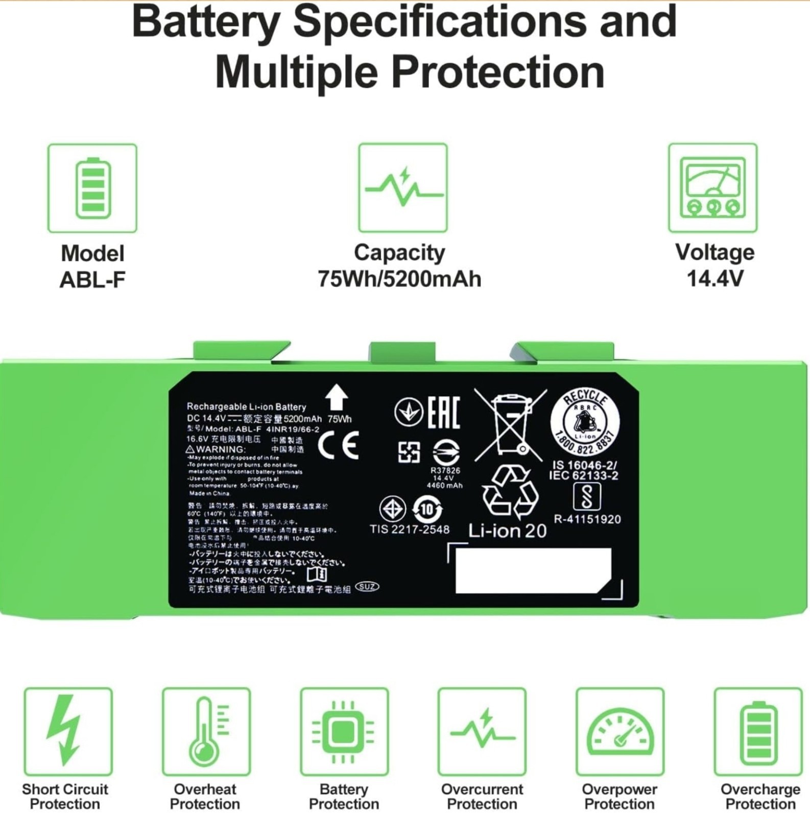 5200mah Battery ABL-F for iRobot Roomba J5+ J6+ J7+ J8+ i8+ i7+ i6 i4 i3 i2 i1+
