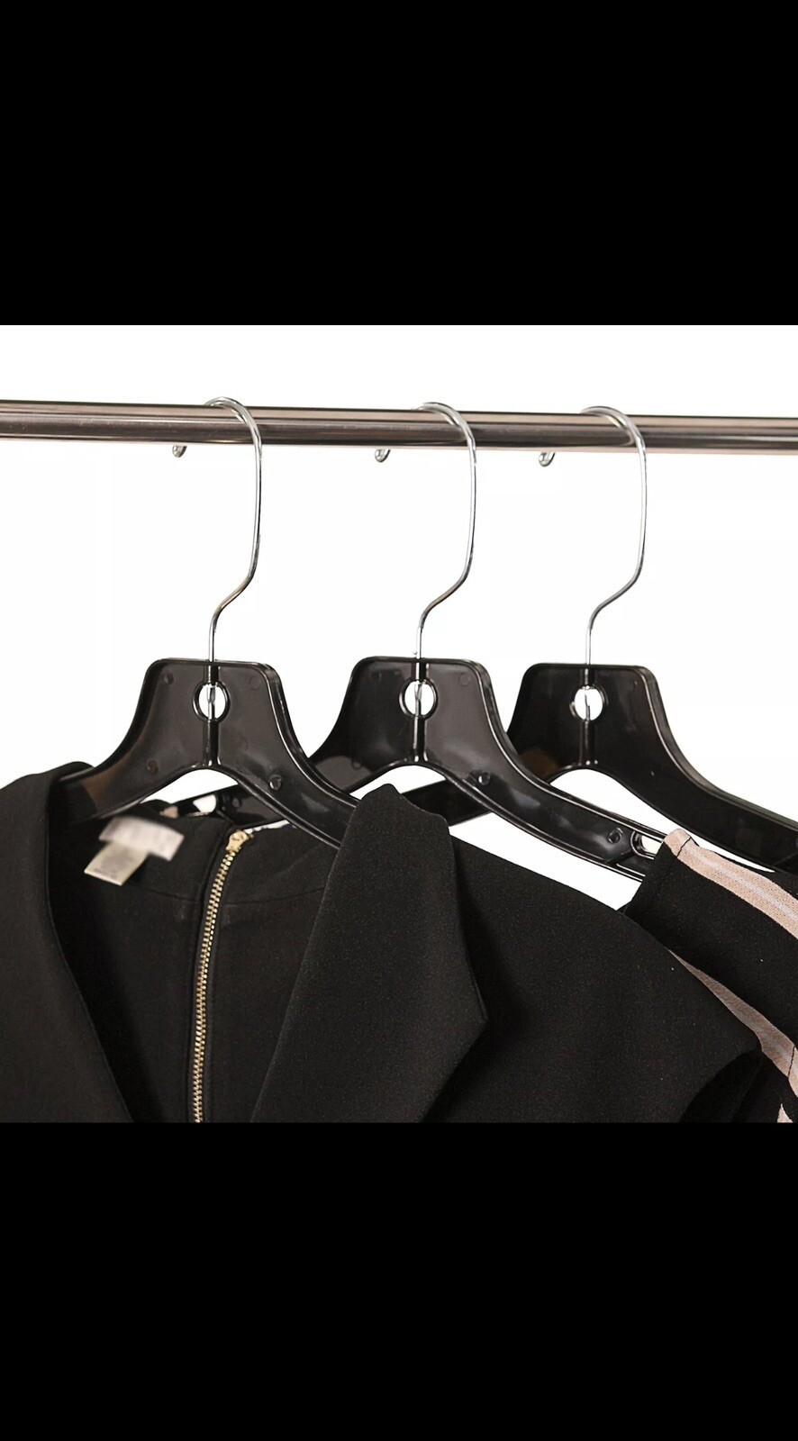 Plastic Dress Hangers 100 Black 17″ Retail Clothing Swivel Hooks Shirt Top