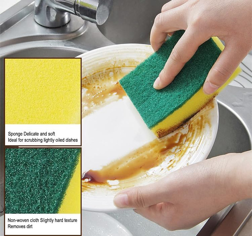 15 Pack Kitchen Cleaning Sponges, Dual Side Cleaning Dish Sponges Cleaning Suppl