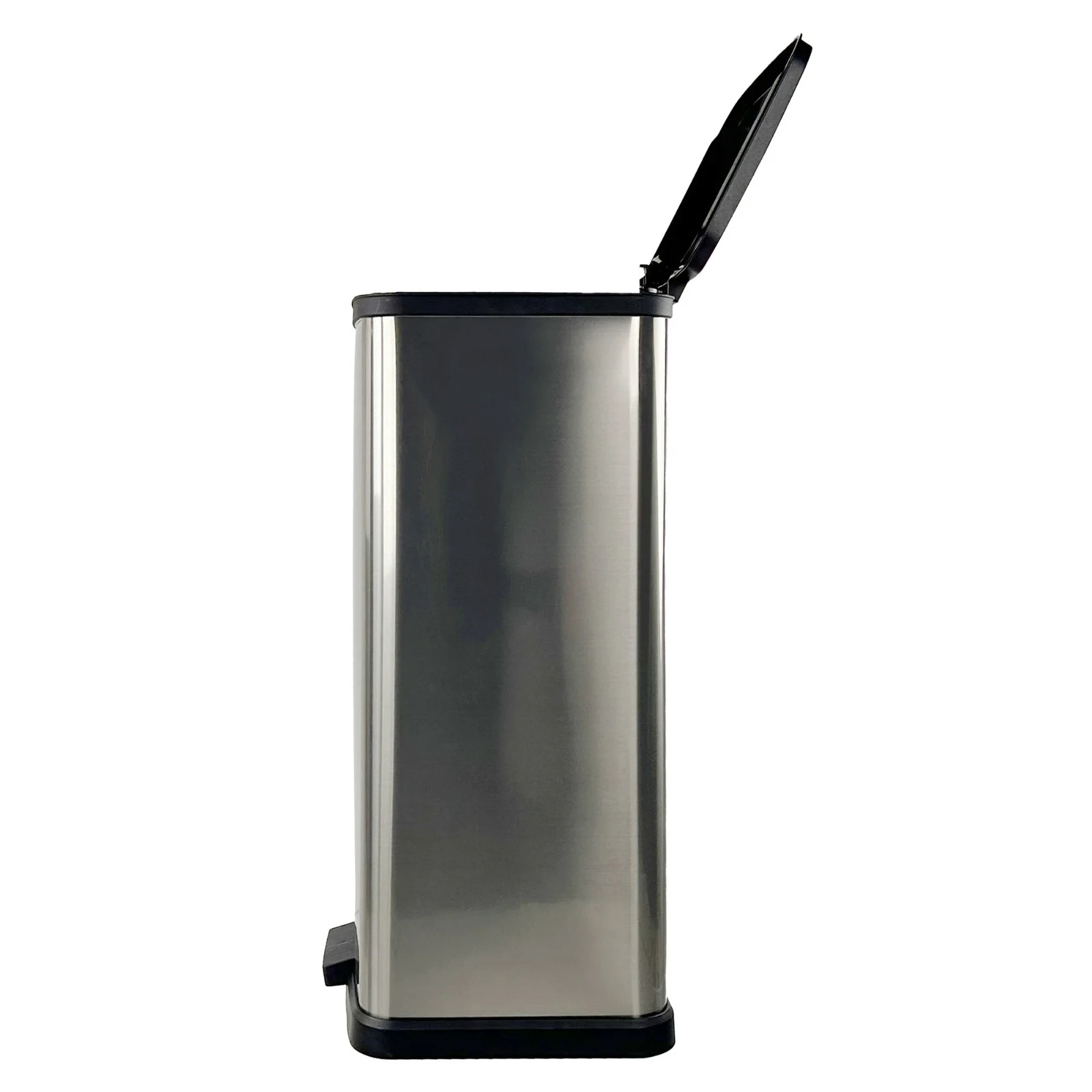 Mainstays Kitchen Trash Can, 13.2 Gallon Plastic Step Garbage Bin,Lid, Silver