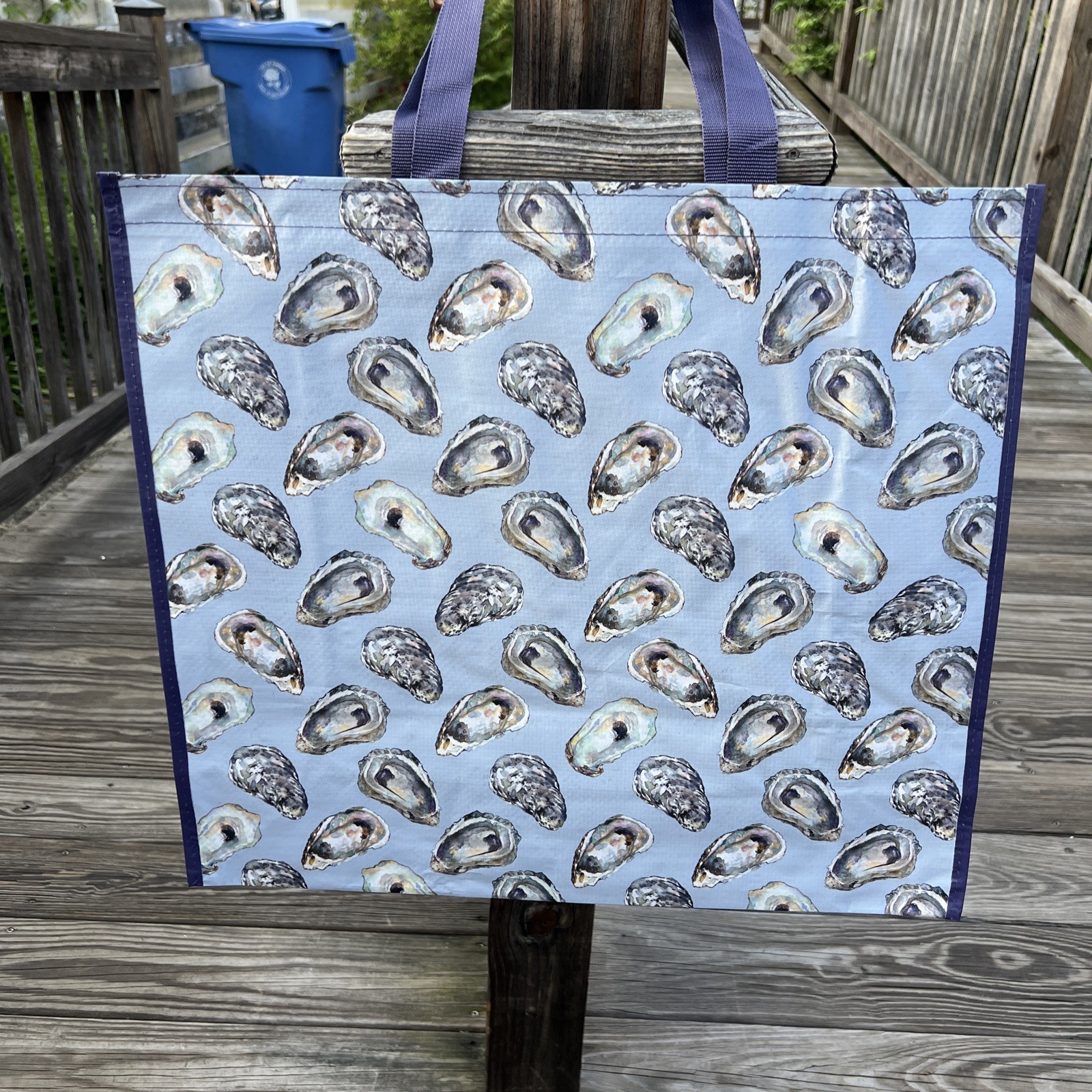 NEW Large Reusable Shopping Bag – Beautiful Design! OYSTERS 🦪 all OVER free✈️