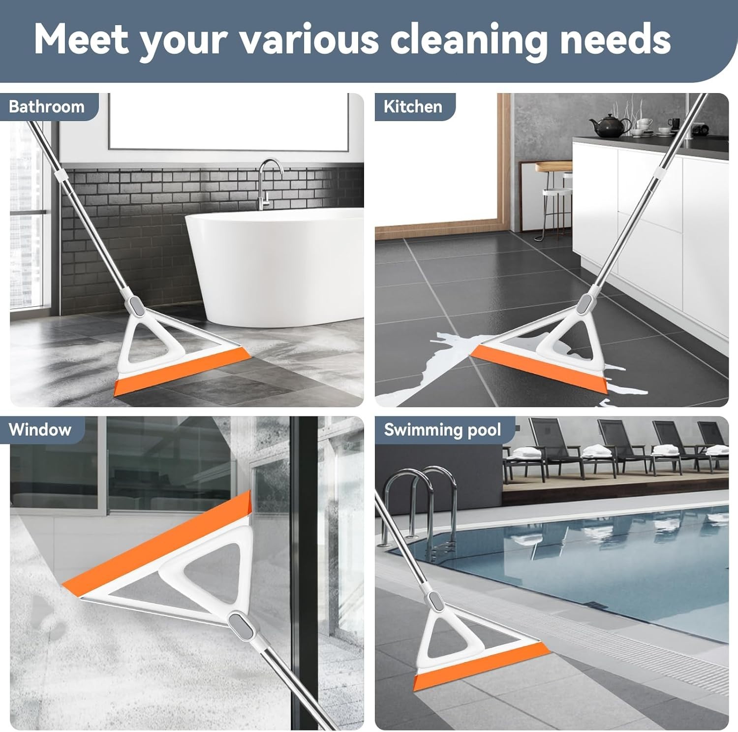 Floor Cleaner Sweeper Silicone Squeegee Broom for Living Room Kitchen Bathroom