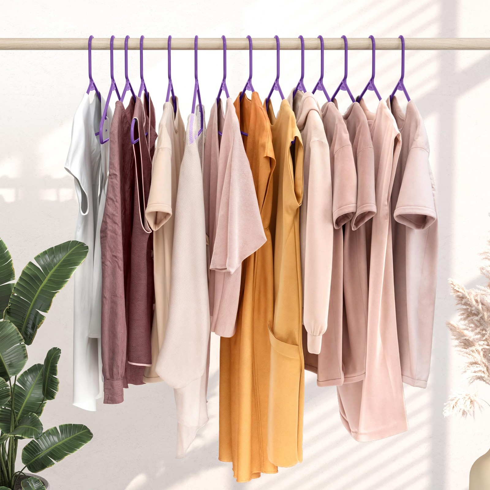 Purple Plastic Hangers 20 Pack – Space Saving Clothes Hangers for Closet
