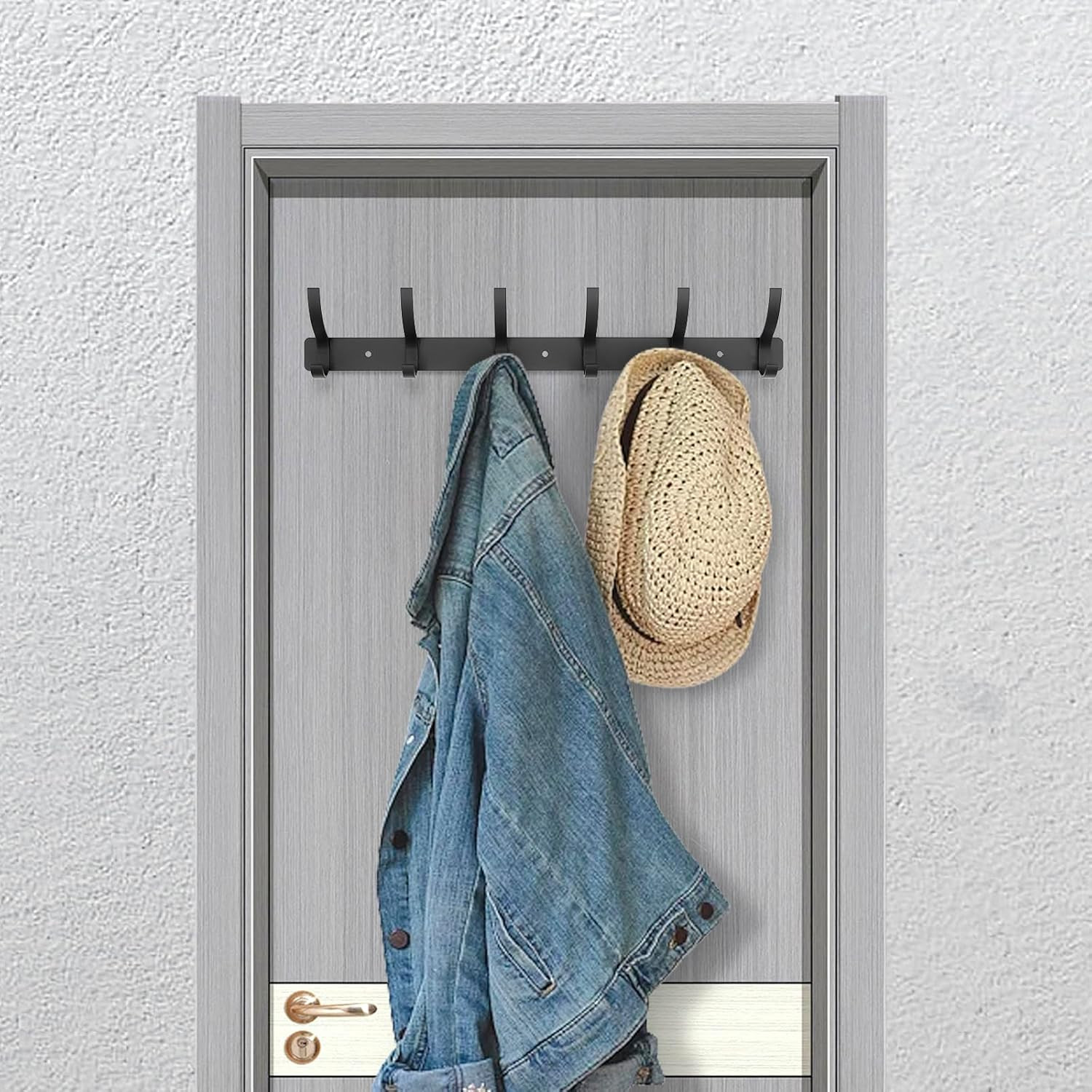 Coat Rack Wall Mounted,6 Coat Hooks for Hanging Coats,Metal Double Hook Rack Hoo