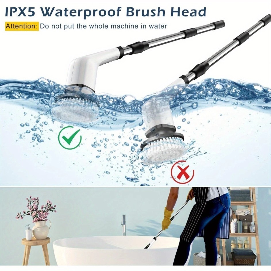 7 Heads Electric Spin Scrubber Cordless Bathtub Power Scrubber Rechargeable US