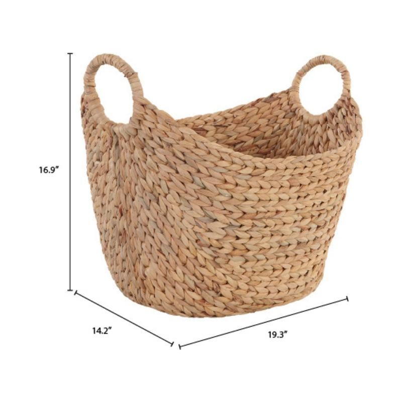 Extra Large Water Hyacinth Storage Basket Decorative Organizer W/ Woven Handles