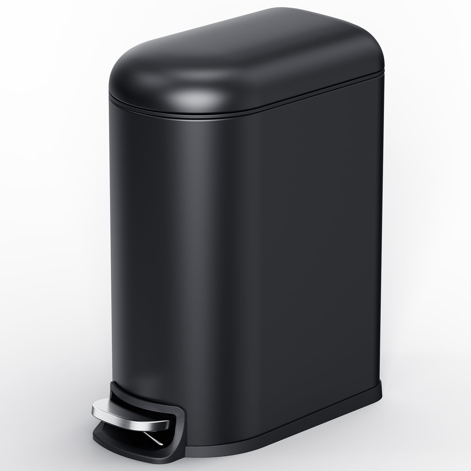 5L/1.3 Gallon Stainless Steel Slim Bathroom Trash Can With Lid Soft Close