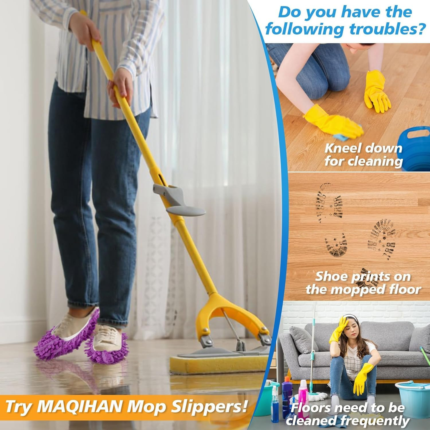 10 Pack Mop Slippers Floor Cleaning Shoes Microfiber Washable Mopping Socks
