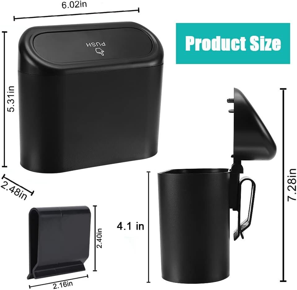 Mini Car Trash Can Bin with Lid Car Garbage Trash Can Storage Car Accessories