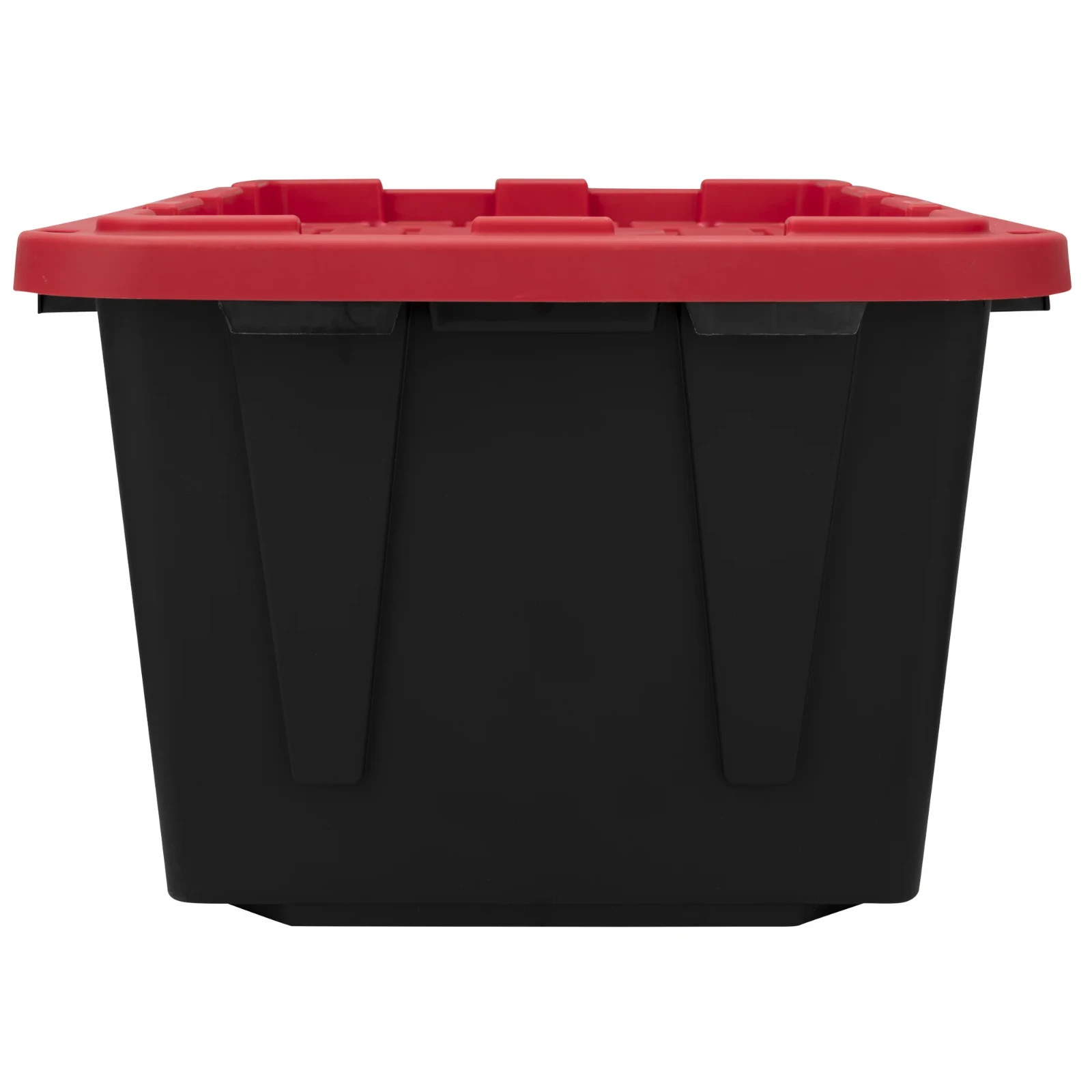 Hyper Tough 27 Gallon Large Storage Bin With Snap Lid, Black And Red, Heavy Duty