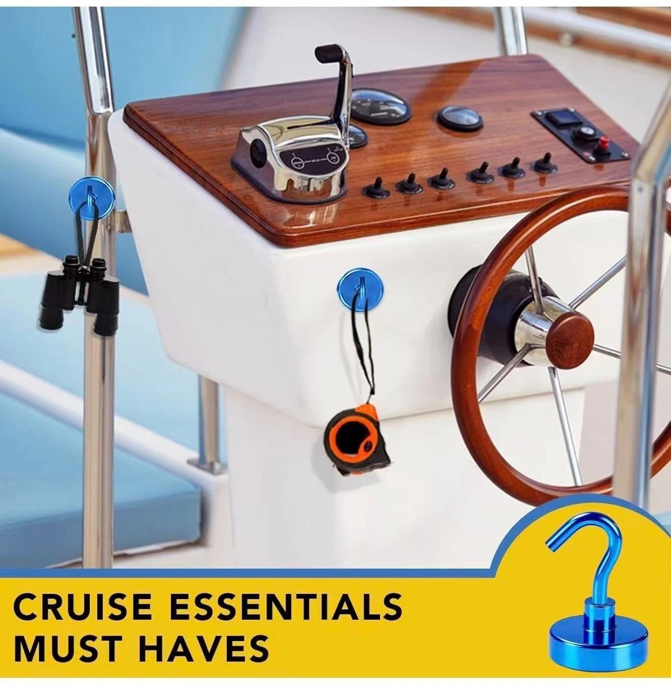6 Pack 85LB Magnetic Hooks, Strong Cabin Ship Essentials Hook Heavy Duty Refrige