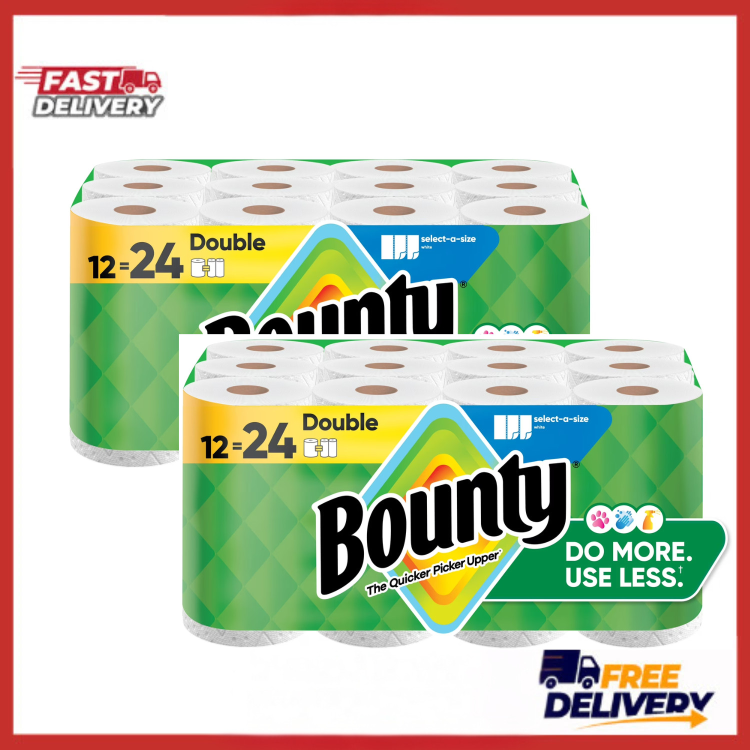 (2 Pack) Paper Towels Select-A-Size White, 12 Double Rolls, 82 Sheets Per Roll