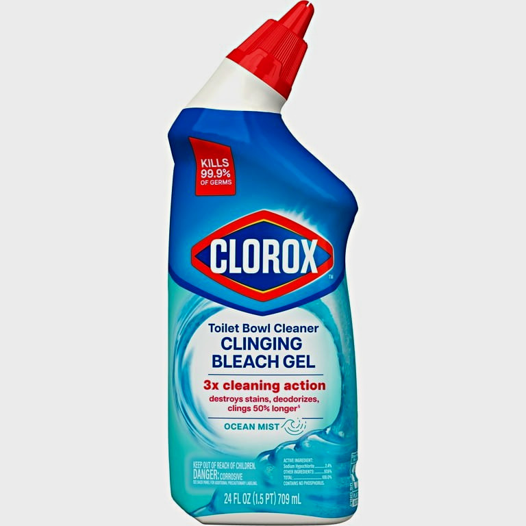 Clorox Clinging Bleach Gel Toilet Bowl Cleaner, Disinfecting, Ocean Mist 24 oz