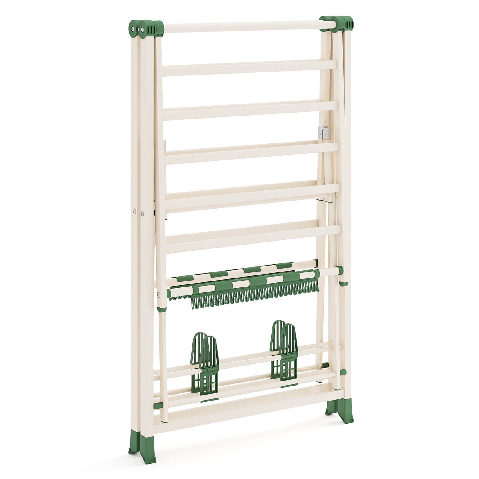 Foldable Metal Laundry Drying Rack w/Height Adjustable Wings, 16 Drying Rails