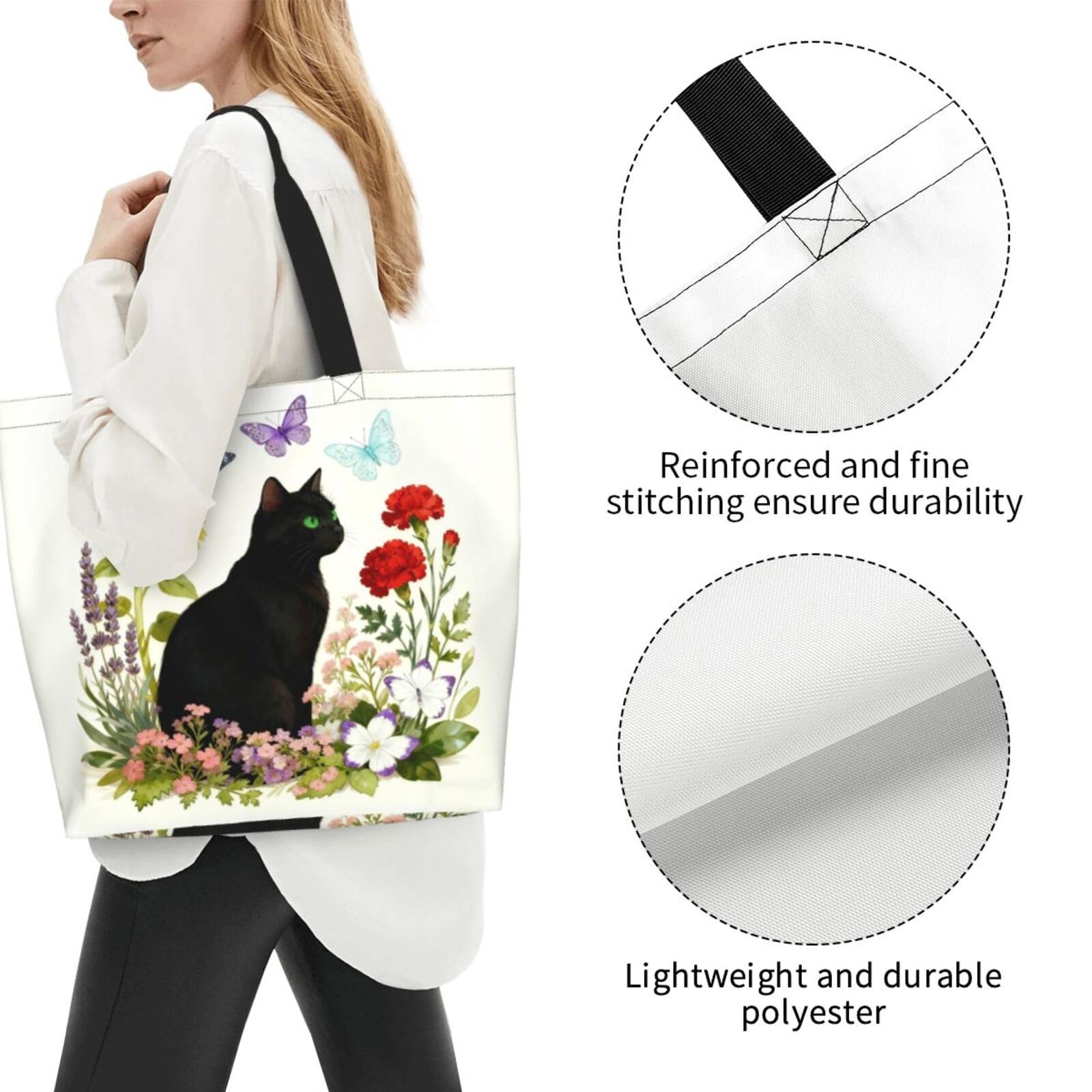 Large Canvas Tote Bag for Women – Reusable Grocery Bags with Inner Pocket Cas…