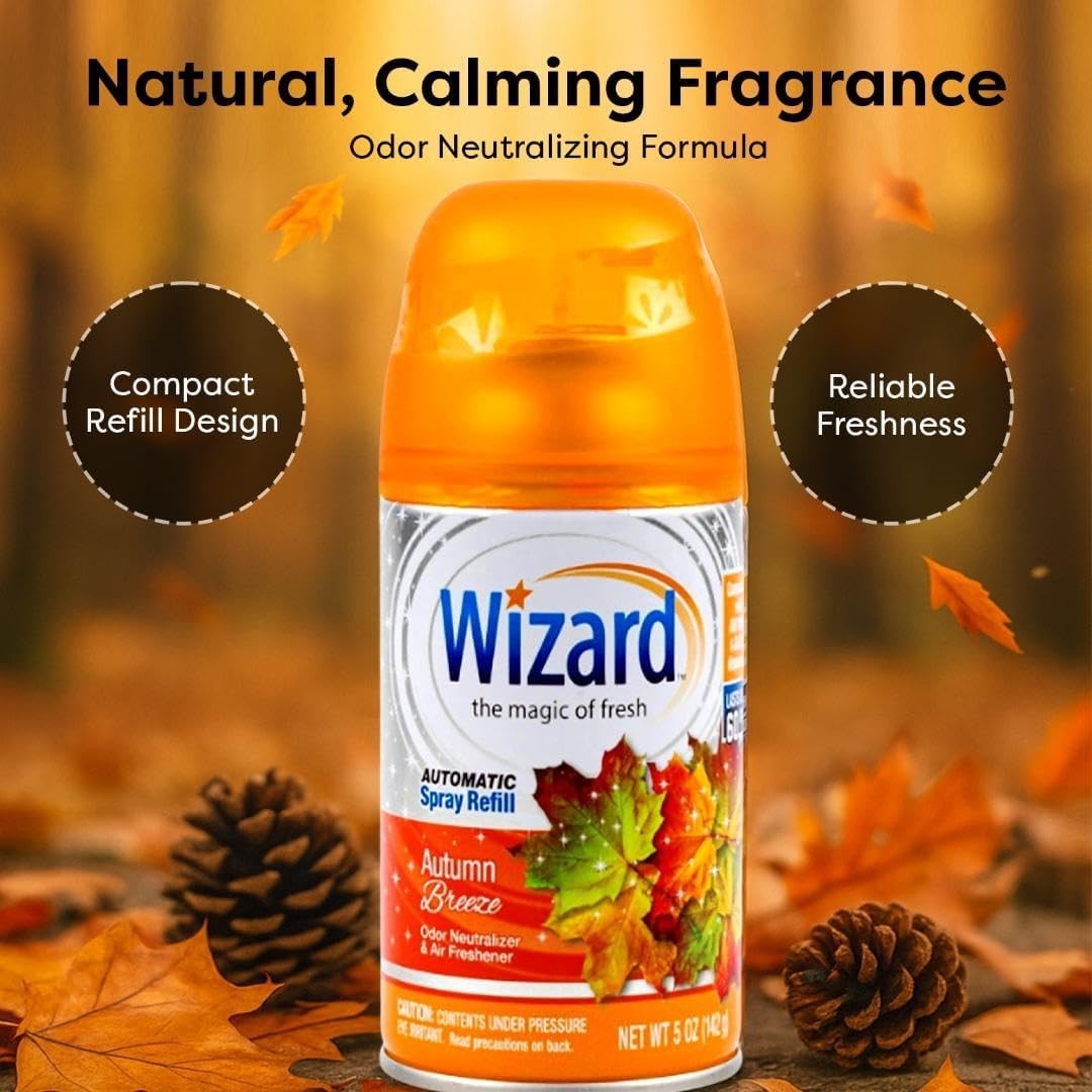 6 WIZARD Automatic Spray Refills 5oz Air Freshener Refill Cans