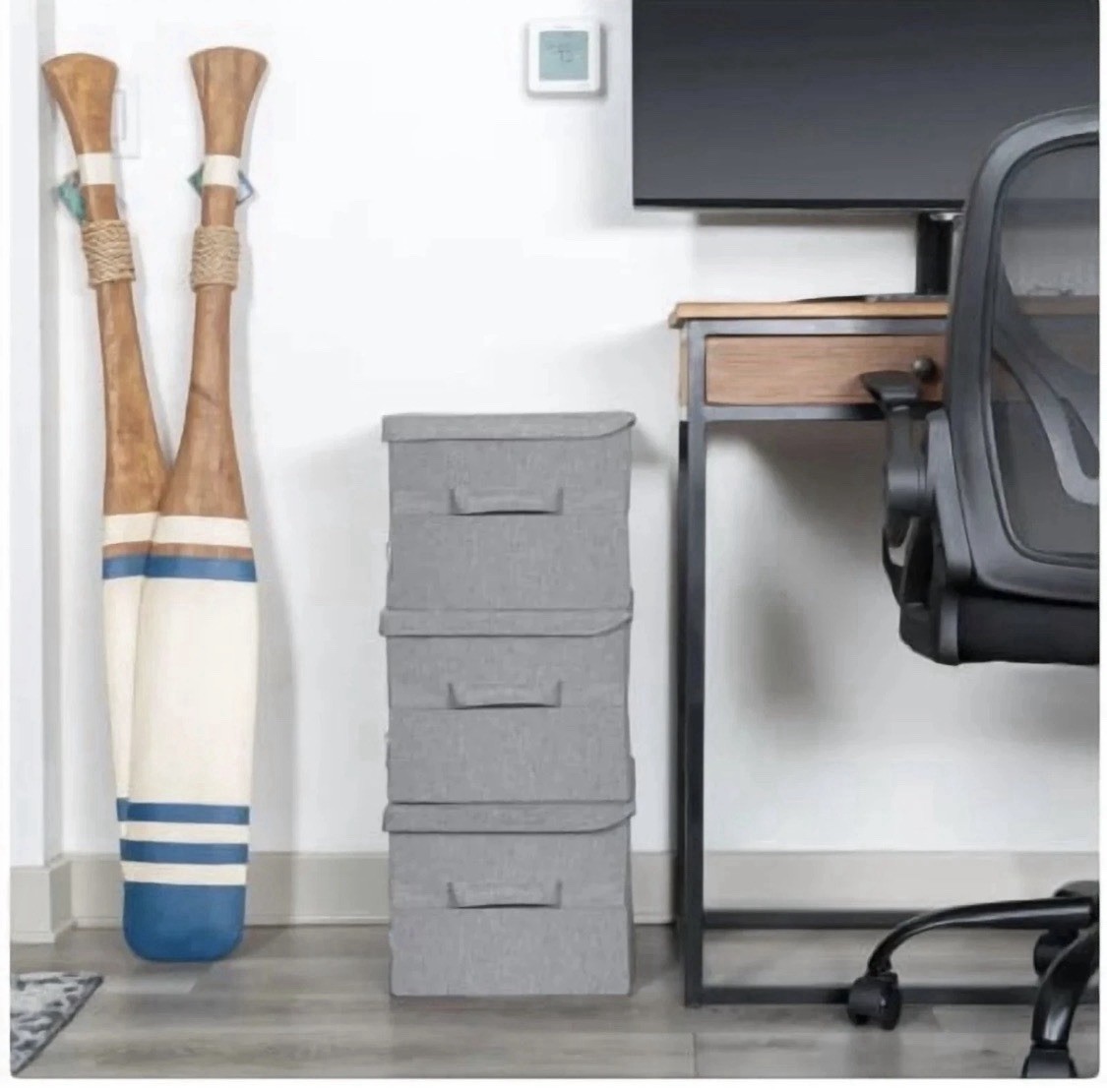 NEW Allspace Collapsible Fabric Storage Organizer with Lids 3 Pack Handles Gray