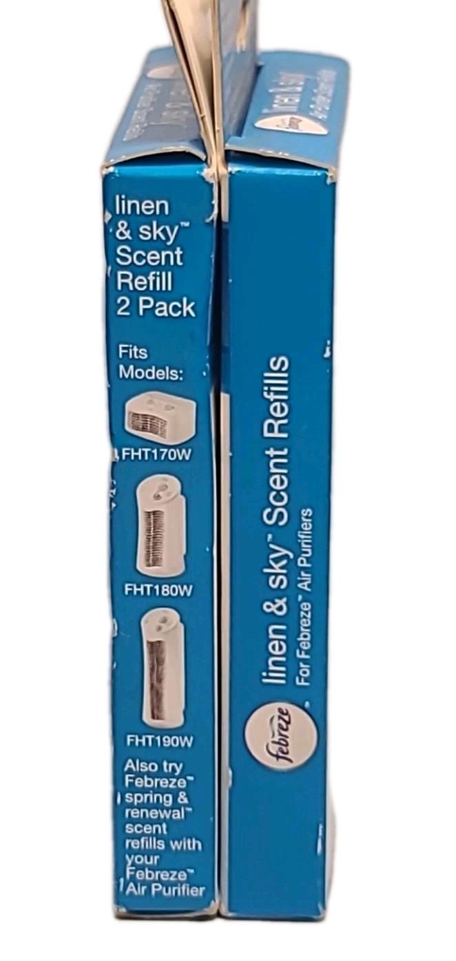 2× Febreze LINEN & SKY Air Purifier Scent Refil Cartridge 2 Pack Boxes = 4 Total