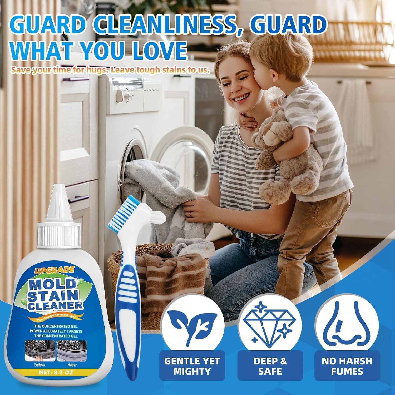 Mold Stain Cleaner Gel, 8 Fl Oz Household Washing Machine Cleaner for Front L…