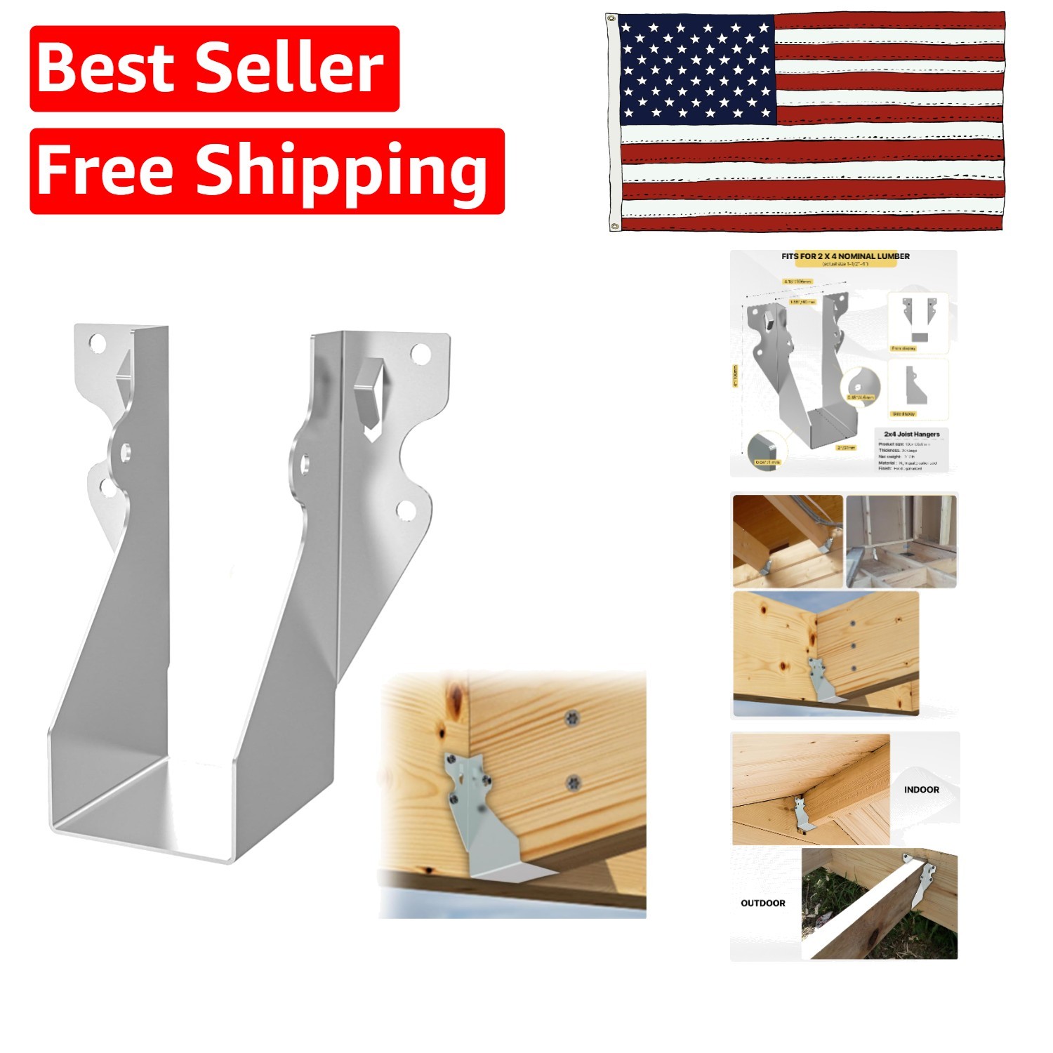 Enhanced 20 Pcs 2×4 Joist Hanger Set – Corrosion Resistant Steel for Anytime Use