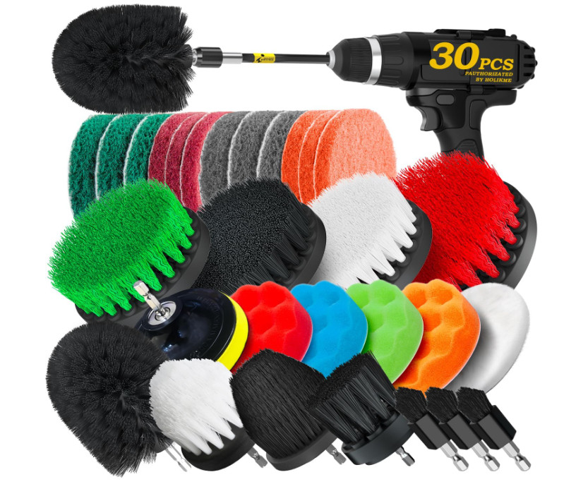 Kit 30 Cepillos de Limpieza con Mango Largo para Baño Cocina y Azulejos