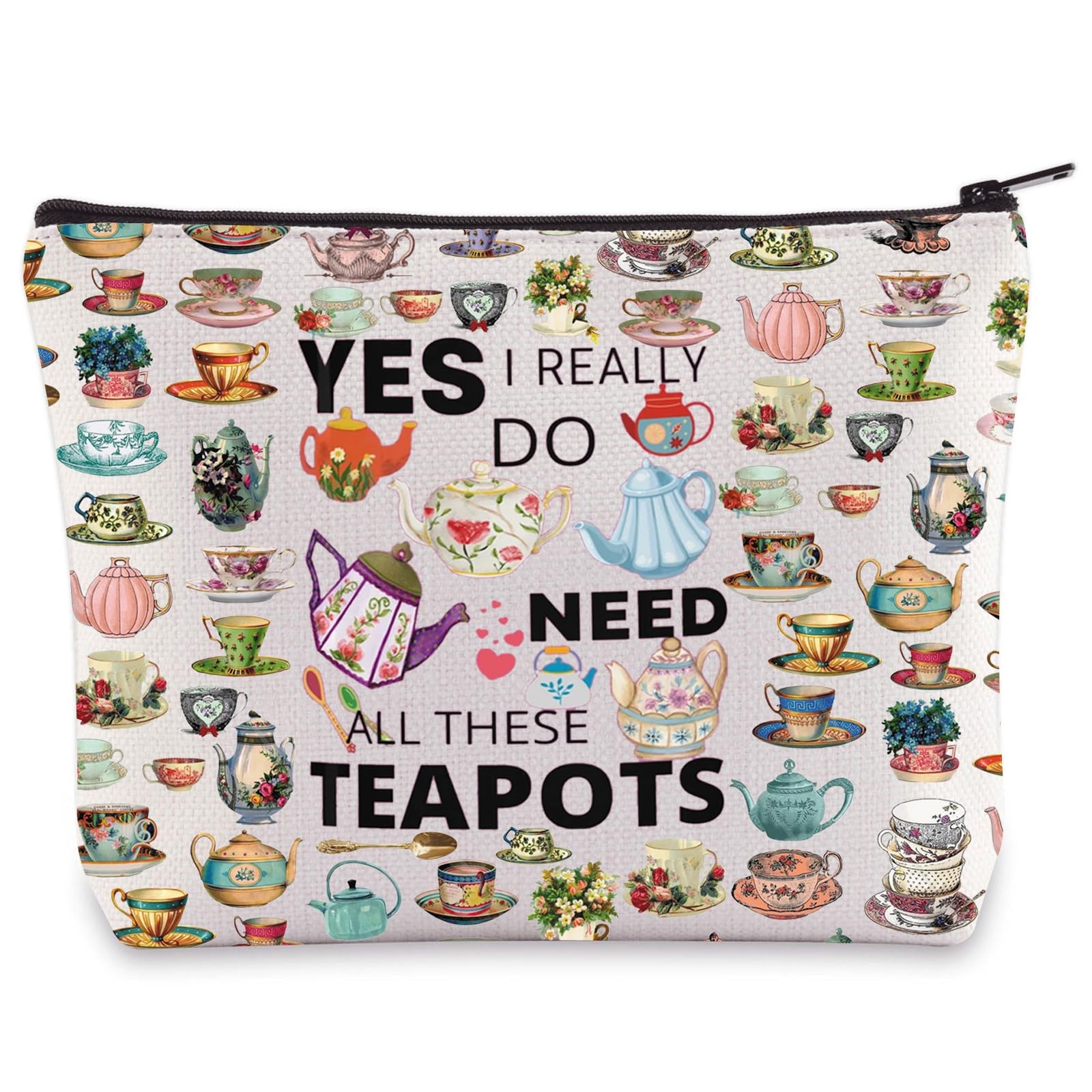 WZMPA Teapot Lover Cosmetic Bag Tea Drinker Gift Yes I Really Do Need TEAPOTS