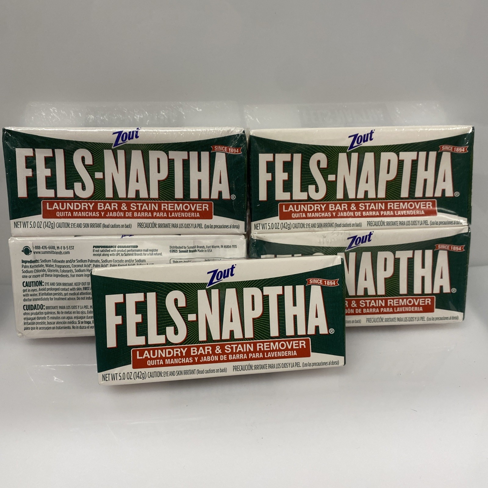 5X Fels-Naptha Laundry Bar Stain Remover 5 Oz