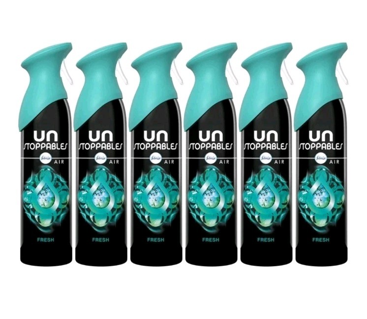 Febreze Unstoppables Air Freshener Spray – Fresh Scent 8.8oz Can 6-Pack Bundle