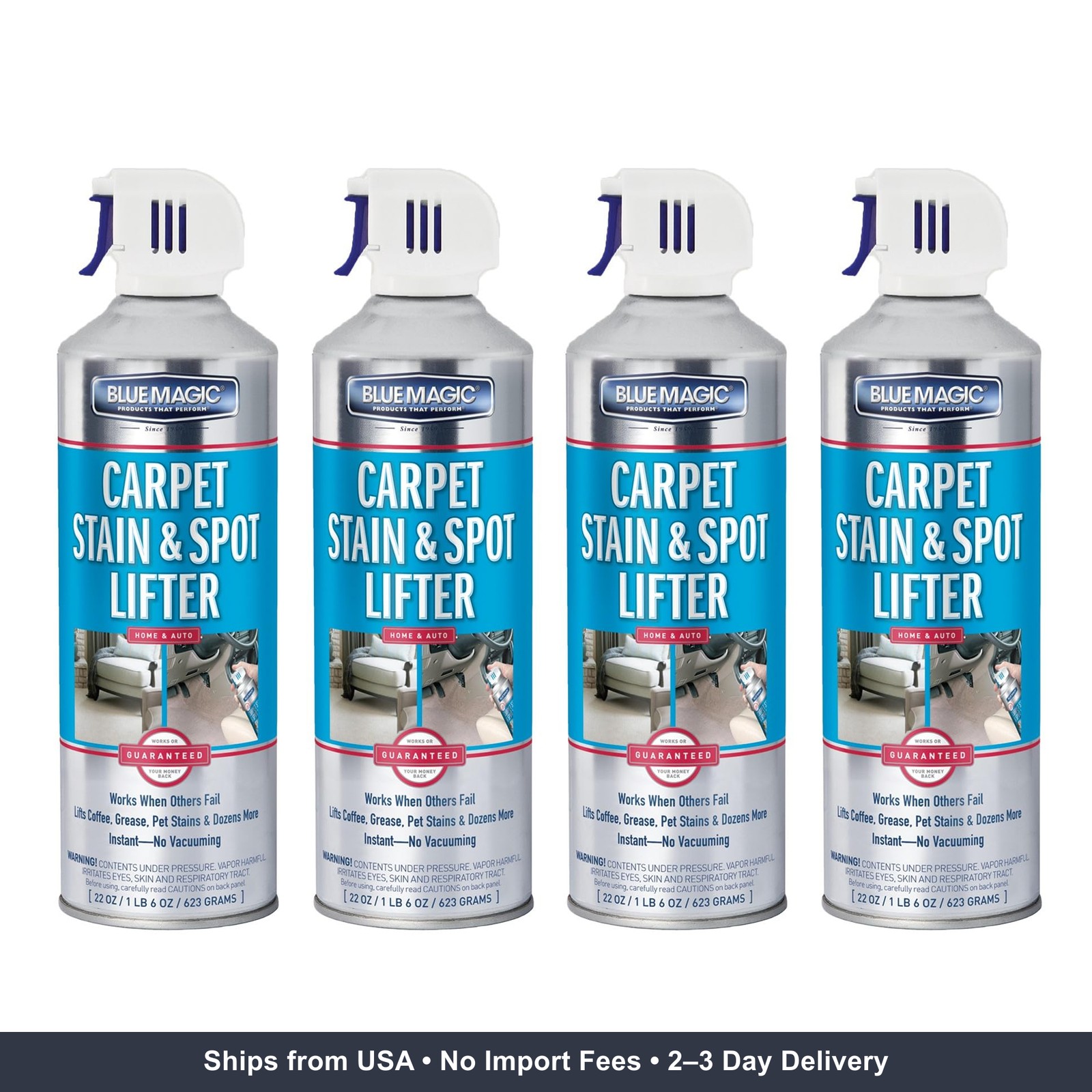 Blue Magic Carpet Stain & Spot Lifter – 22 oz. Aerosol Can (Pack of 4)
