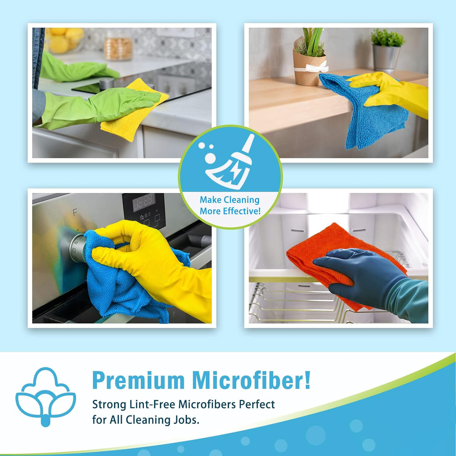 Microfiber Cleaning Cloth Set of 50 Towel Rag Car Polishing Detailing No-Scratch