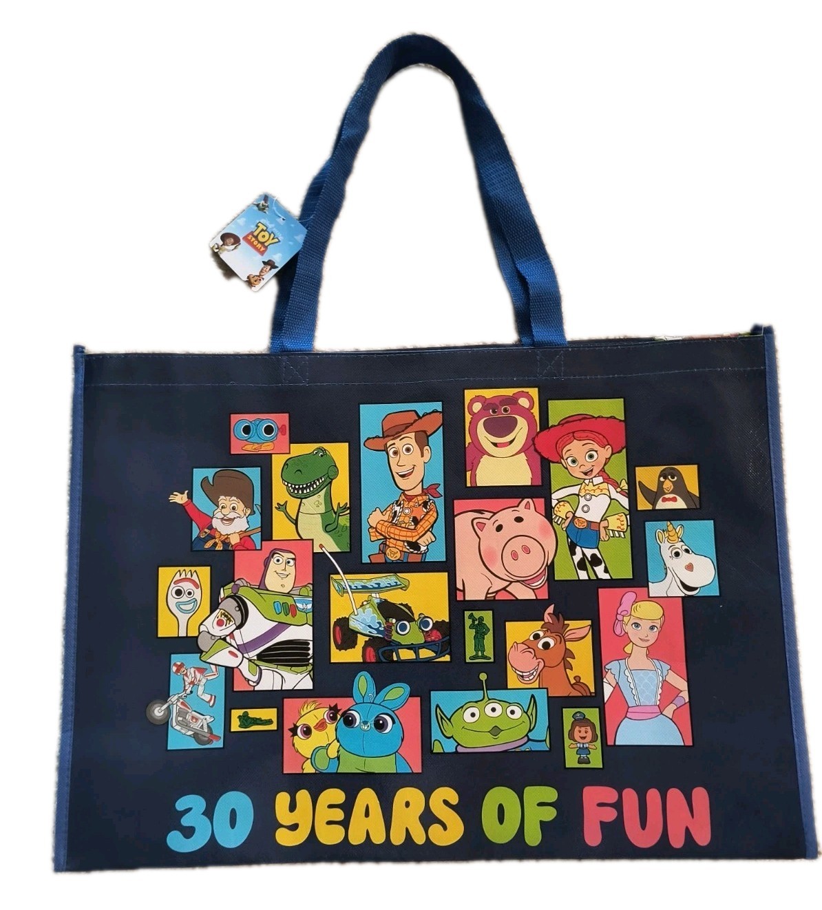 TOY STORY 30 YEARS OF FUN Blue XL Reusable Tote/Shopping/Gift Bag New Free Ship!