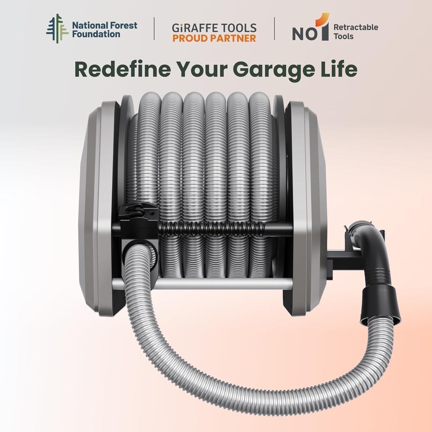 Giraffe Tools Vacuum Cleaner Hose Reel with 30ft Extension Retractable Hose-32mm