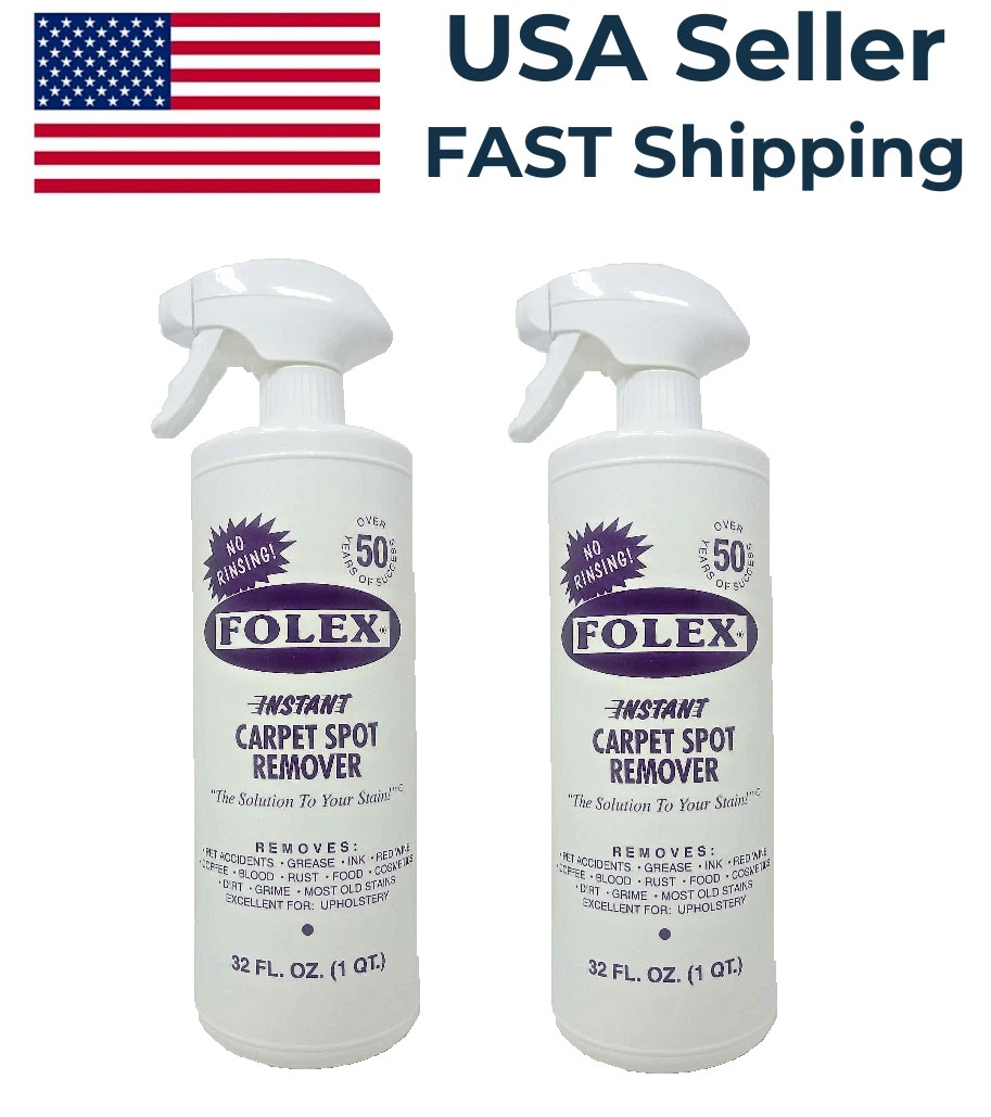 2 Pack – FOLEX Instant Carpet Spot Remover 32 oz For Grease Ink Wine Coffee Etc.