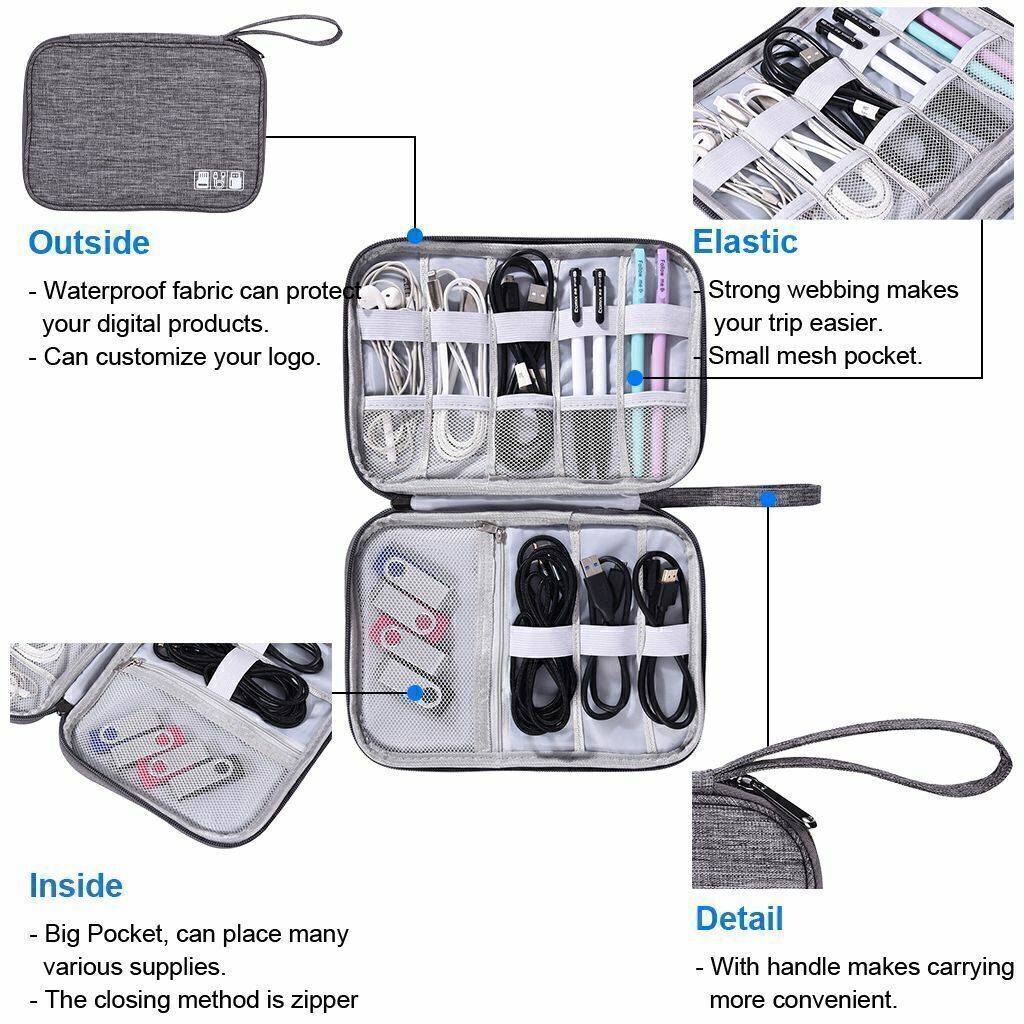 Travel Cable Bag Organizer Charger Storage Electronics USB Case Cord Accessories