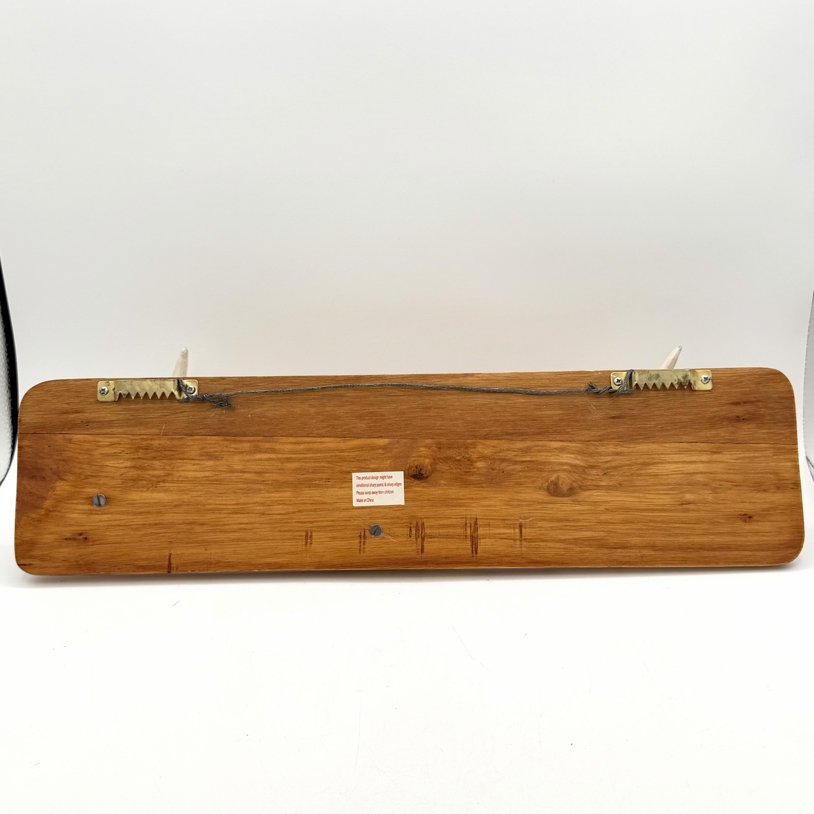 Rustic White Tail Deer Antler Wall Mounted Coat Hat Rack On Wood 17.5 X 4 Inch