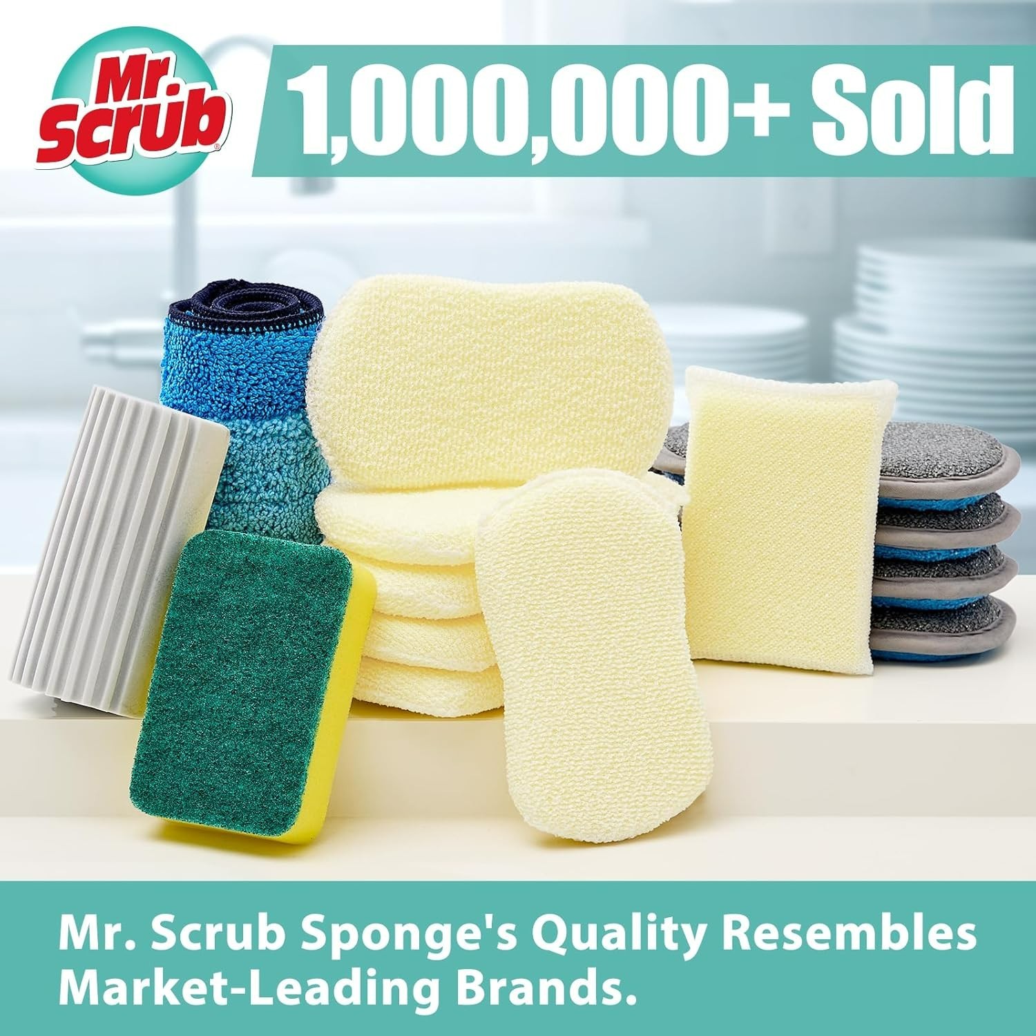 6-Pack Kitchen Scrub Sponges Heavy Duty Dish Scouring Pad Washing Cleaning Brush