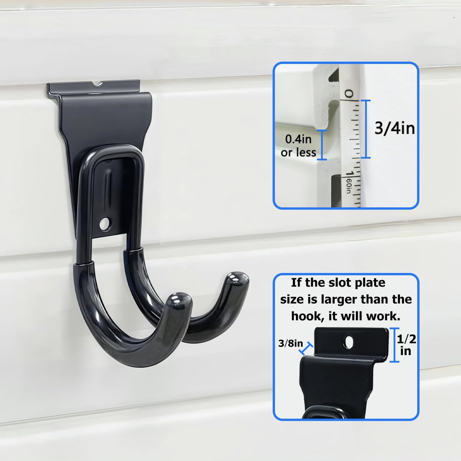 22 Pack Garage Hooks Slatwall Hooks Kit, Heavy Duty Black Steel Slatwall Accesso