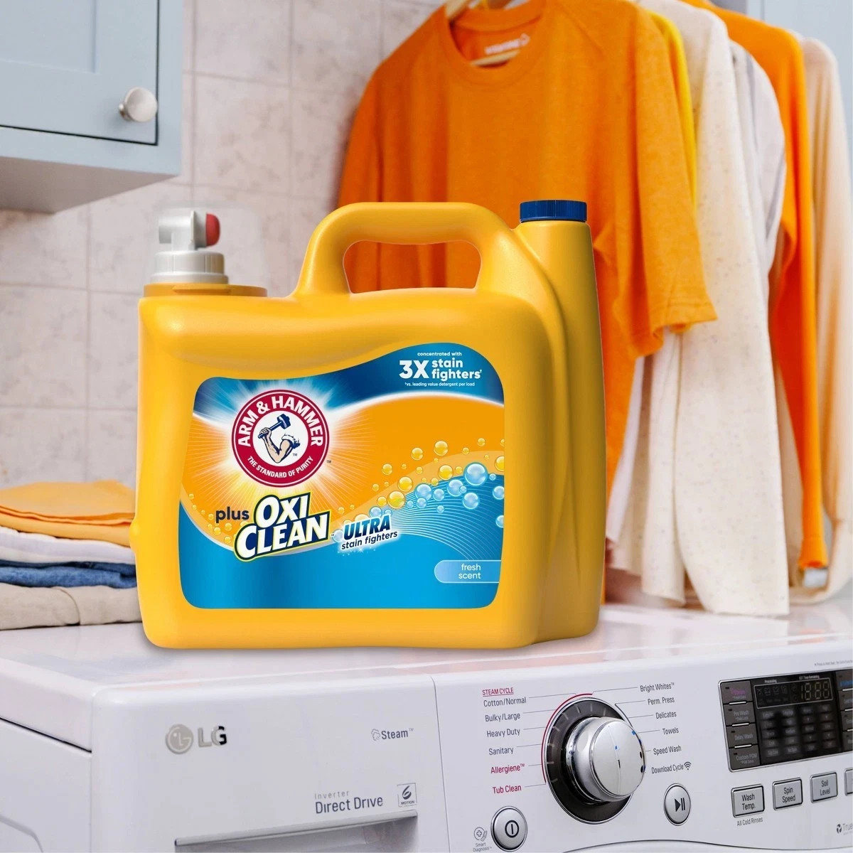 Arm &Hammer Plus OxiClean Ultra Stain Fighters Fresh Detergent 122 Loads-158.6oz