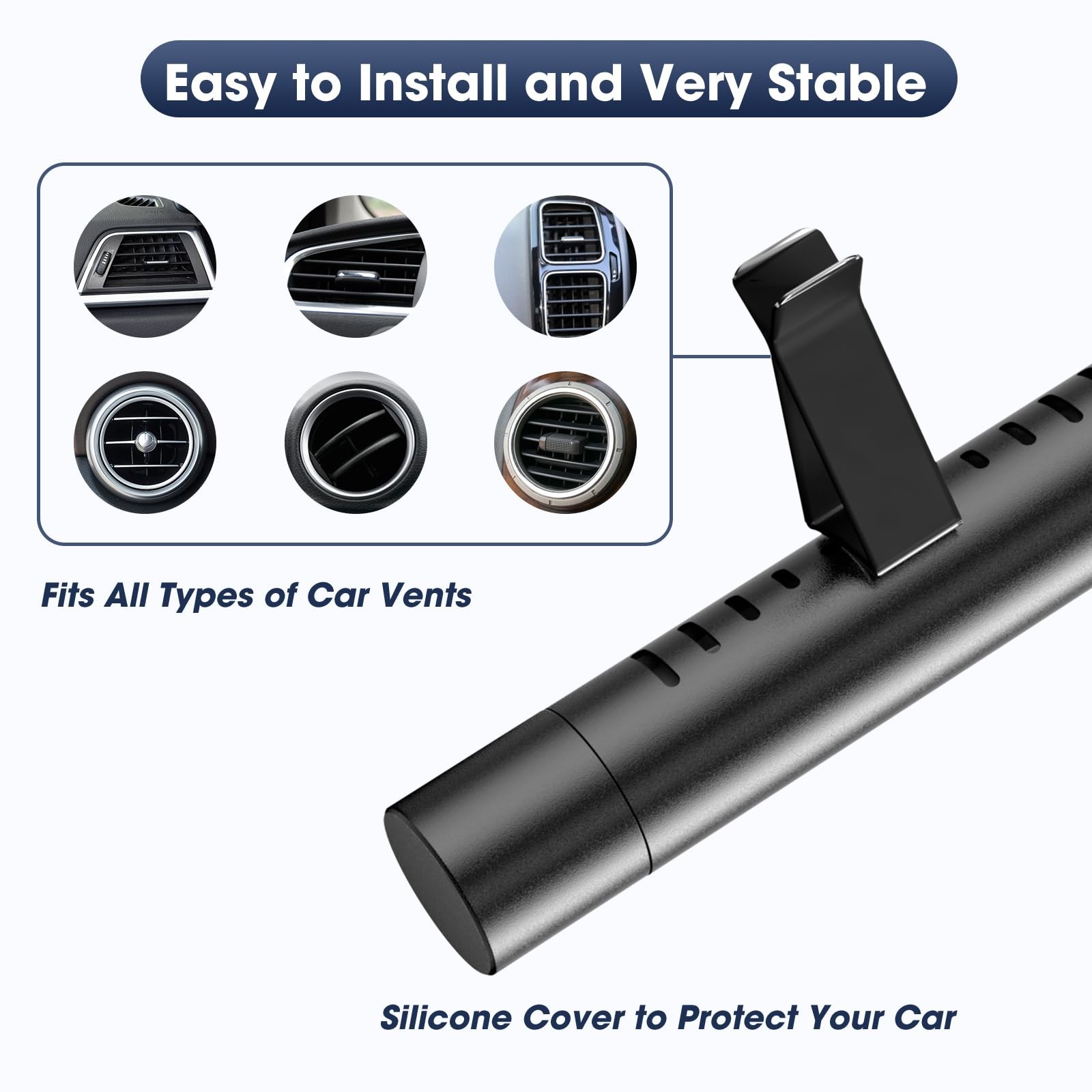 Car Air Freshener, RoyAroma Diffuser Vent 0.5 Fl Oz (Pack of 2), Black