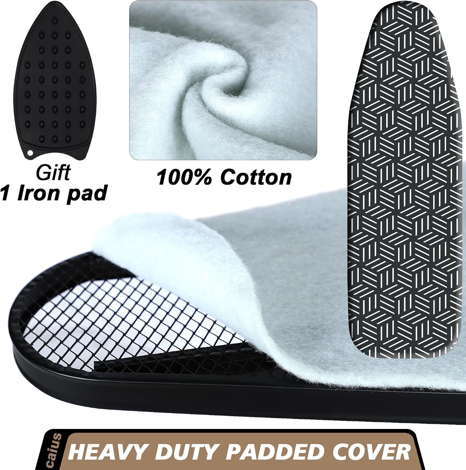 caius Ironing Board, Compact and Space Saver Full Size Ironing Board, Extra Wide