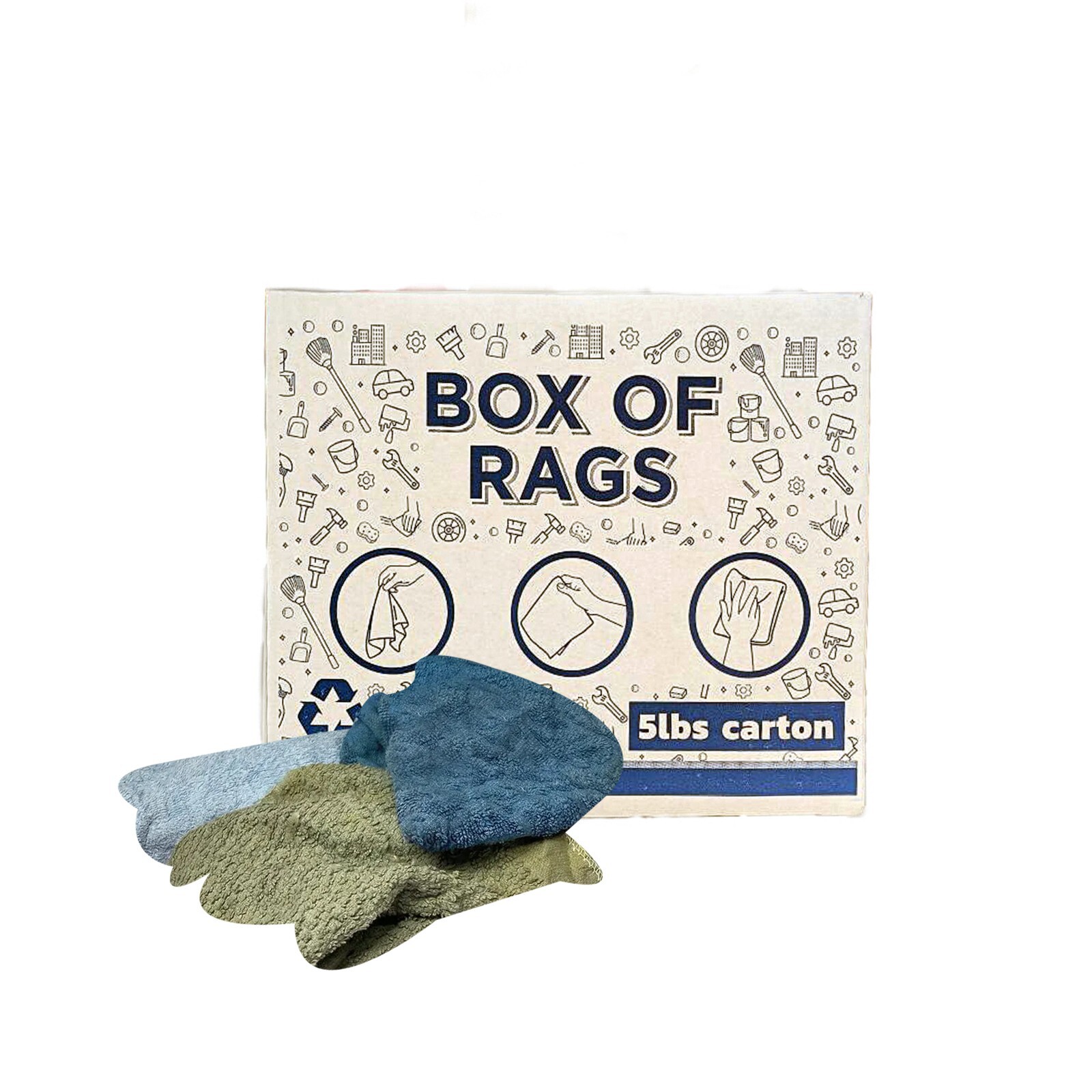 Bulk Recycled Color Terry Towel Rags – Shop Cleaning Wiping Cloths – Boxes