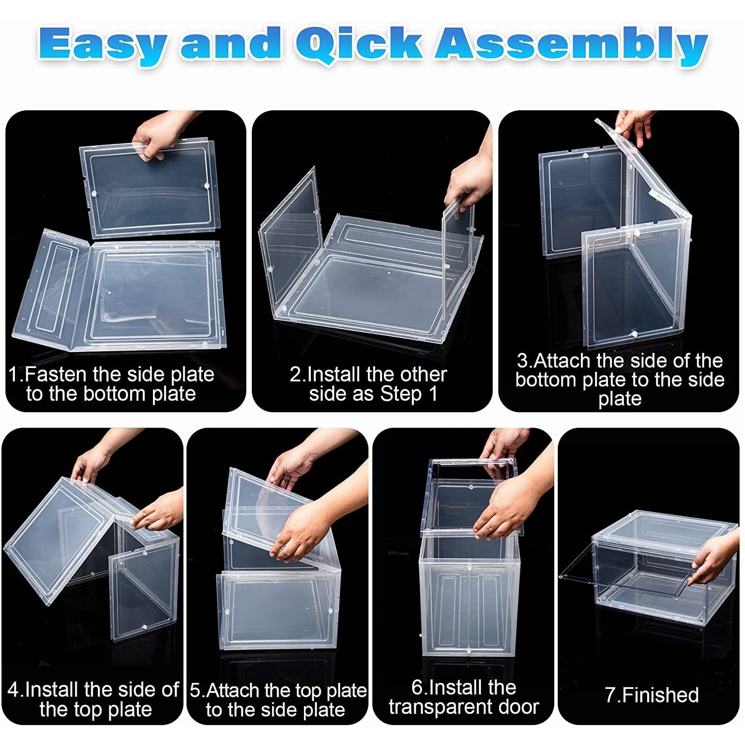 10x Magnetic Shoe Storage Boxes Full Clear Drop Side AJ Sneaker Organizer Case