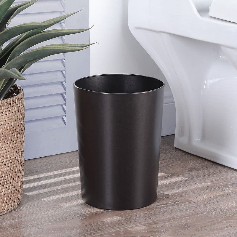 Bronze Metal Wastebasket Open Top Durable Trash Can Home Office Bathroom New