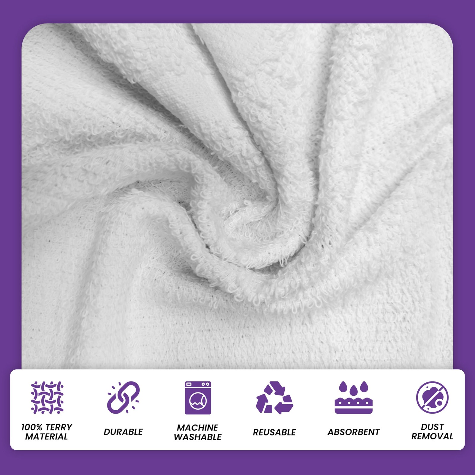 100% Cotton Terry Cleaning Cloths, 10 lbs. – 120 Count (12” x 12”), Highly Ab…
