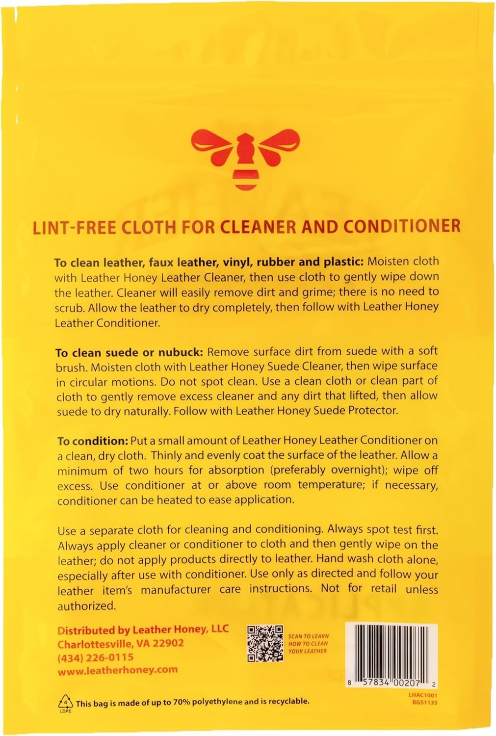 Lint-Free Application Cloth: Microfiber Cloth for Use with Leather Conditione…