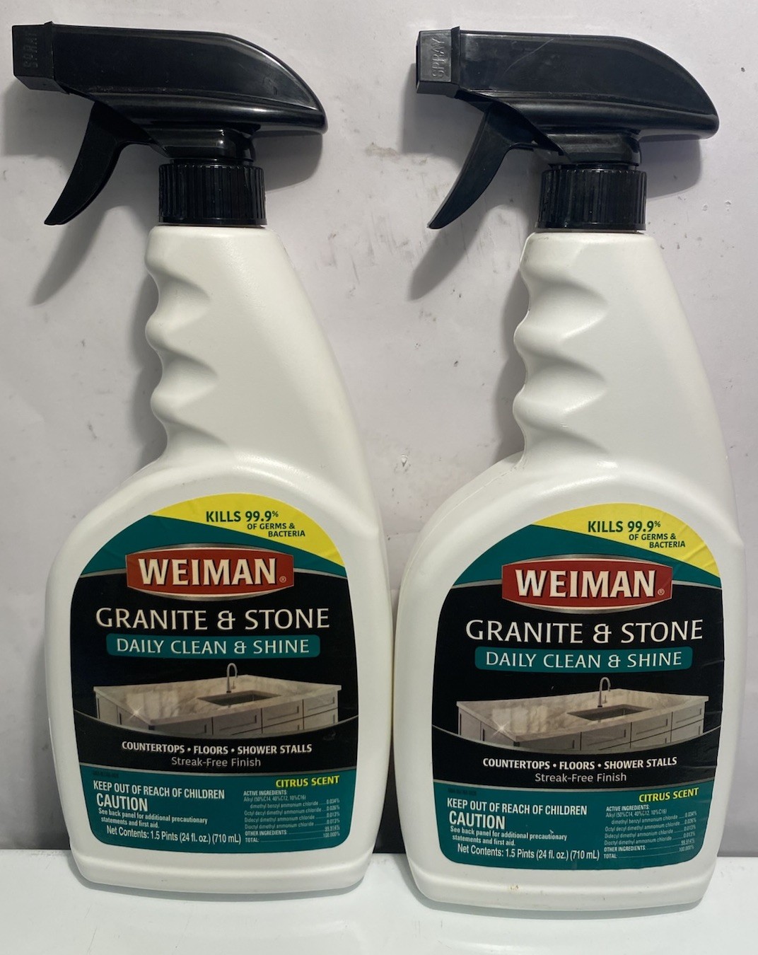 NOS 2X New Weiman Granite & Stone Daily Clean & Shine 24 Oz 2 Bottles