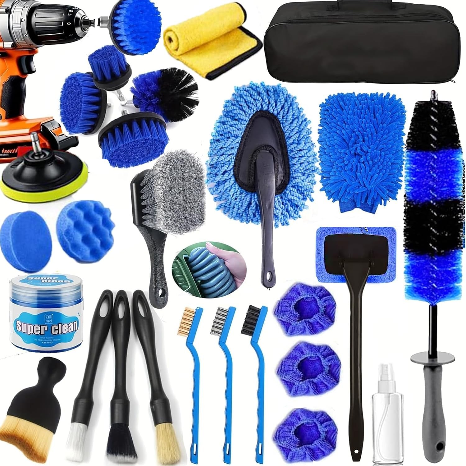 26Pcs Car Detailing Kit, Car Detailing Brush Set, Auto Detailing Drill Brush Set
