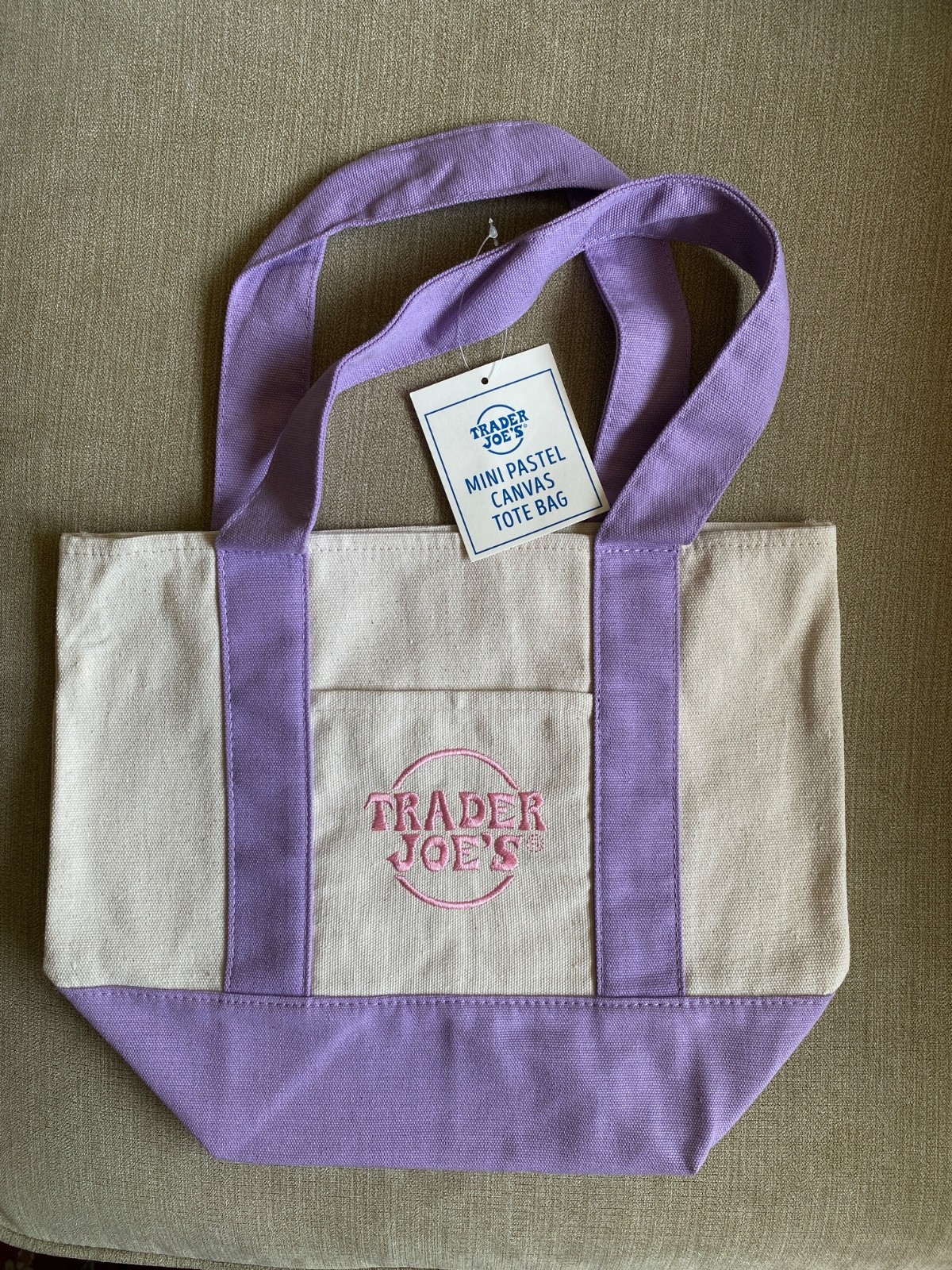 Trader Joe’s Mini Tote Purple Power Pastel NWT Bag / Purse Collectible