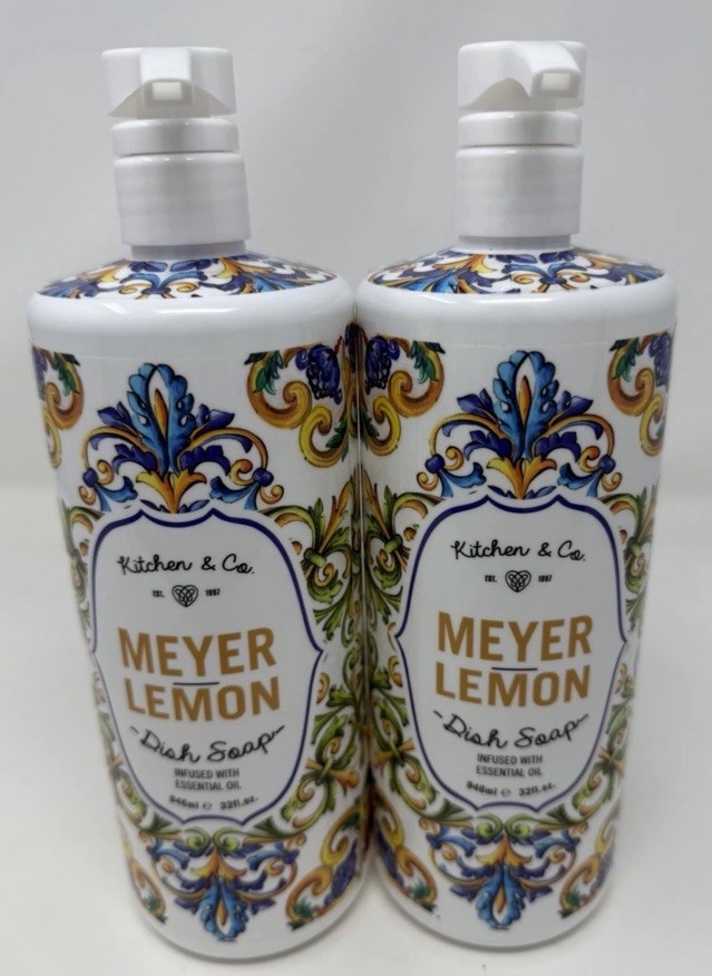2x Kitchen & Co Meyer Lemon Dish Soap W/ Oils 32 Fl Oz Fresh Scent! Free Ship!